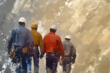 Group of workman background, water color style - generative ai