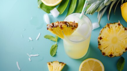 A tropical twist on classic lemonade with added pineapple and coconut flavors