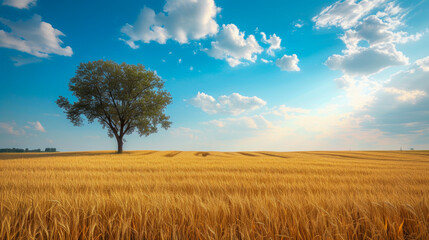 Obraz premium summer, field, nature, wheat, blue, agricultural