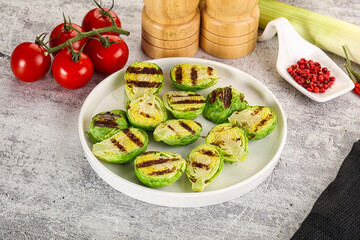 Grilled green brussel sprout cabbage