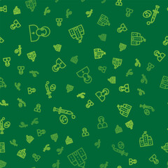 Set line Monk, Sword with blood and Castle, fortress on seamless pattern. Vector