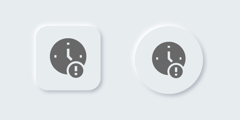 Time out solid icon in neomorphic design style. Deadline signs vector illustration.