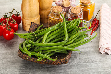 Raw green bean string uncooked