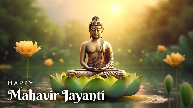 Happy Mahavir Jayanti, lord Mahavir statue