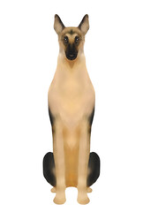 座るシェパード　手描き