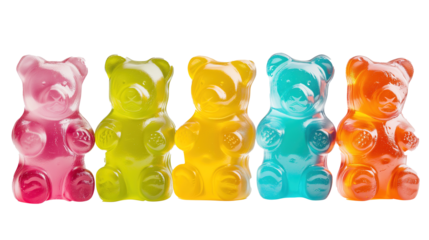set of isolated gummy bears