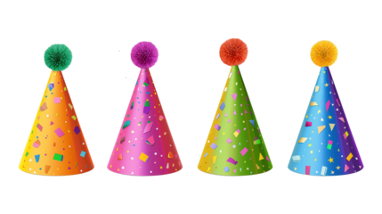 set of isolated party hats