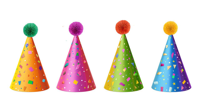 set of isolated party hats
