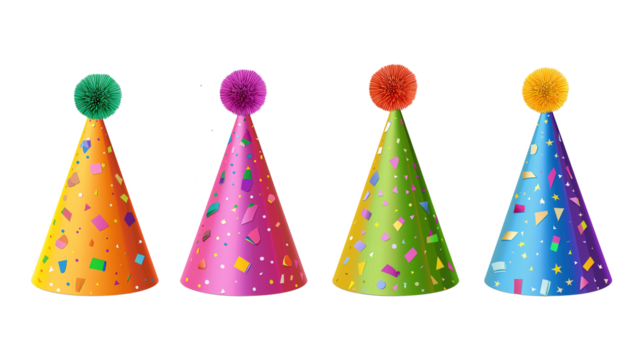 set of isolated party hats