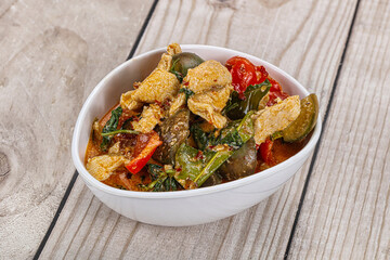 Thai red spicy curry with chicken