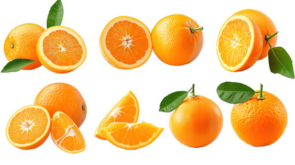 set of isolated oranges