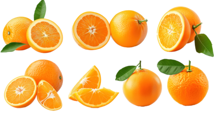set of isolated oranges