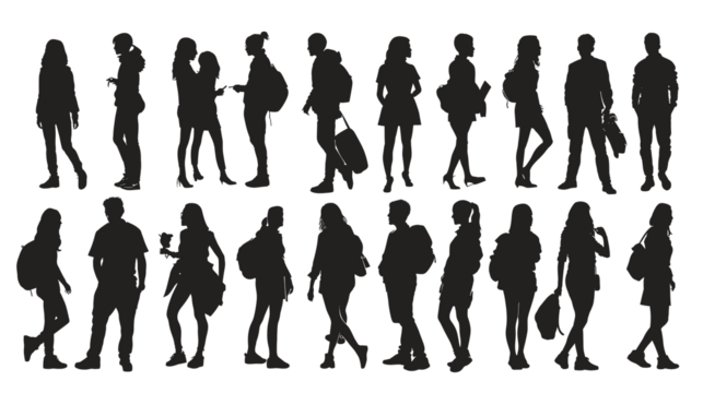 silhouettes of people - Powered by Adobe