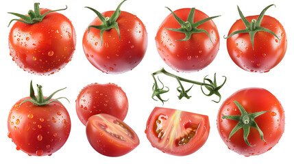 set of isolated tomatoes