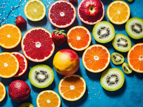 background of fruits citrus, generative ai.