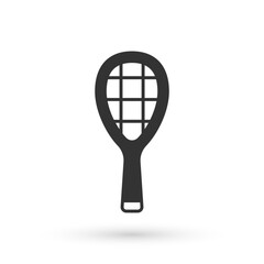 Grey Tennis racket icon isolated on white background. Sport equipment. Vector