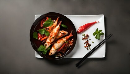 Thai food - Pla Rad Prik Serenity: Chili Fish Harmony - obrazy, fototapety, plakaty