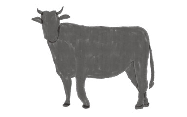 墨で描いた牛のシルエット