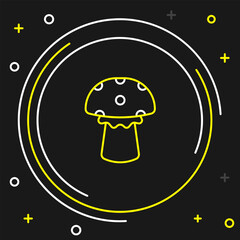 Line Mushroom icon isolated on black background. Colorful outline concept. Vector