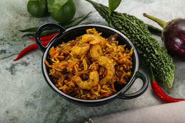 Indian cuisine - briani with prawns