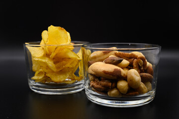 Chips and nuts salt snacks