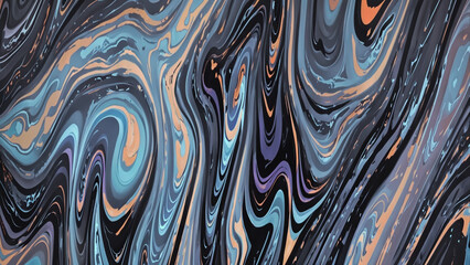 Psychedelic multicolored abstract background with swirls, fluids, found, liquify. Psychedelia illustration.