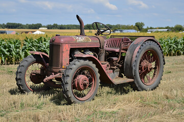 Obraz premium A warm depiction of a vintage tractor restoration event - where enthusiasts gather to celebrate classic farm machinery