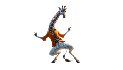 giraffe dance isolated on transparent background