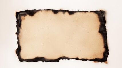 A piece of old paper with a free space, burnt at the edges.
