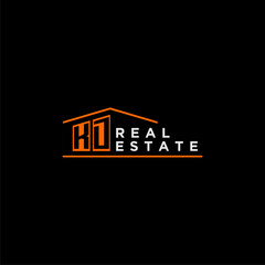 KD letter roof shape logo for real estate with house icon design