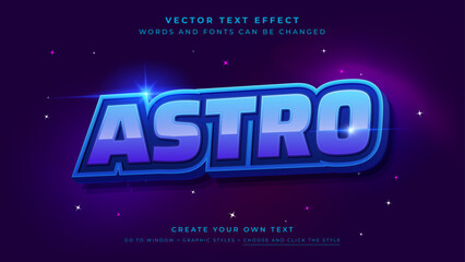 Vector Editable 3D blue space text effect. Futuristic blue graphic style on nebula background