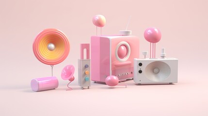 3d Dieter Rams bauhaus Pink Ribbon Woven Flowersindus AI generative
