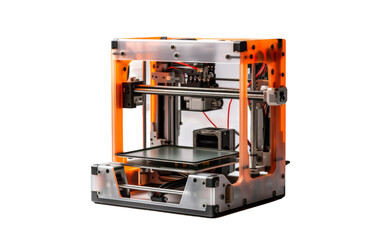 Miniaturized 3D printer for crafting small-scale items on white background