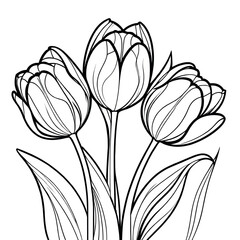 Tulip flower outline digital coloring page for kids and adults
