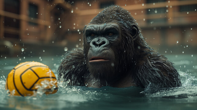 Gorillas as athlets, from boxing rings to gymnastics mats, in realistic, in dynamic images.