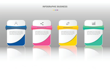 Timeline Infographic design with icons and elements for business template. Vector 4 steps.