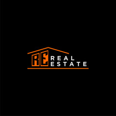 RE letter roof shape logo for real estate with house icon design