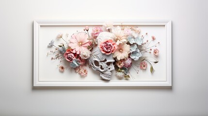 flower blossom skull paint in the frame. Generative AI