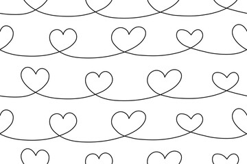 Hand drawn heart garlands seamless pattern vector illustration. Love symbol decorative element ornament. Doodle line romantic repeated drawing. Design for textile, fabric, background, backdrop
