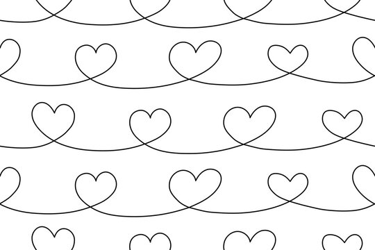 Hand drawn heart garlands seamless pattern vector illustration. Love symbol decorative element ornament. Doodle line romantic repeated drawing. Design for textile, fabric, background, backdrop