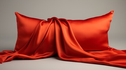 red silk curtain with ribbon
