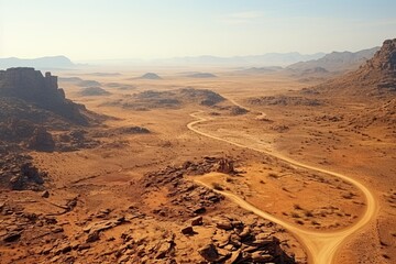 Fototapeta na wymiar Mauritania. Ancient sand canyon. Desert landscape. Generative AI Art.
