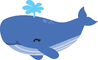 cute whale cartoon, sea animal