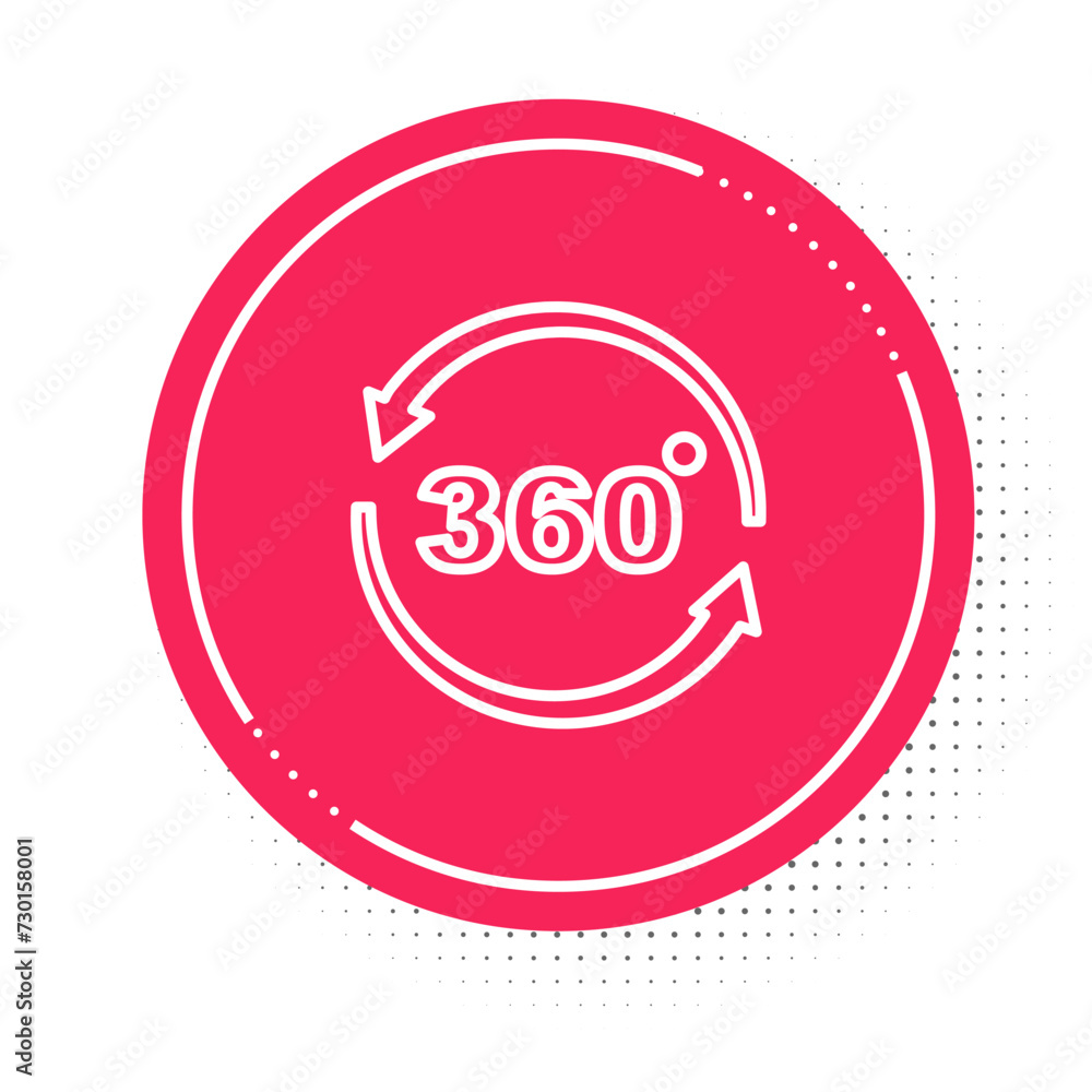 Poster white line 360 degree view icon isolated on white background. virtual reality. angle 360 degree came