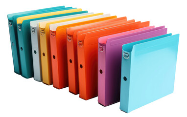 Brighten Your Office with Colorful Document Folders Isolated on a Transparent Background PNG.