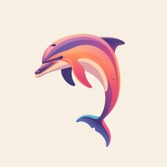 Obraz premium Geometric Dolphin Illustration Against a Gradient Pastel Background