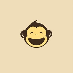 Charming Illustrated Monkey Logo With Warm Earthy Tones and Pastel Background