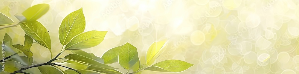 Aufkleber captivating closeup of blurred leaves on tree creating soft and bright bokeh background embodies fre