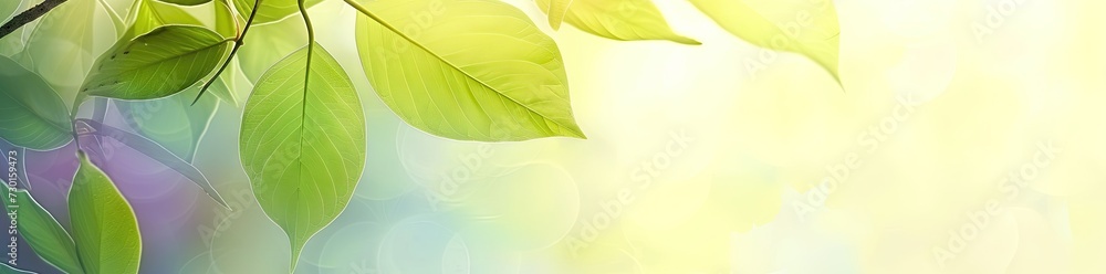 Aufkleber captivating closeup of blurred leaves on tree creating soft and bright bokeh background embodies fre