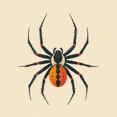 Detailed Illustration of a Vibrant Spider on a Plain Background